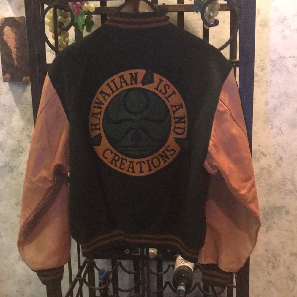 VINTAGE HAWAIIAN ISLAND CREATIONS LETTERMAN JACKET - Picture 4 of 8